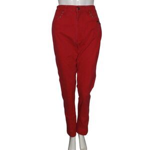 OZARK MOUNTAIN Jeans, 25", Red, High Mom Waist, Relaxed Seat, Zipper fly 1980s